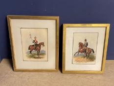 Richard Simkin (1840-1926), pair of watercolours "Cavalry officers mounted" signed lower