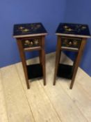 Pair of painted modern stands with a drawer 80 cmH x 31 cm square Condition general wear and chips