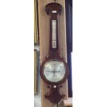 Victorian mahogany banjo barometer with silvered dials