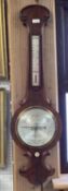 Victorian mahogany banjo barometer with silvered dials