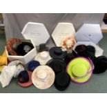 Quantity of vintage and modern hats , fur, straw, etc