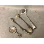 A pair of Aesthetic chased Victorian silver sugar tongs, By Henry Holland London 1877, A Georgian