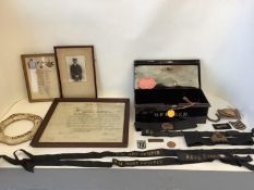 Militaria: a quantity of collectables relating to G F N Baker; a framed and glazed memorial