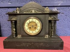 Black slate mantle clock