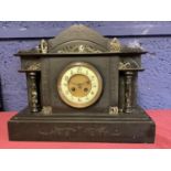 Black slate mantle clock