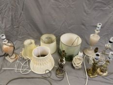 Quantity of lamps and shades etc