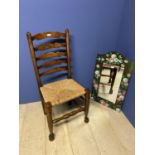 Elm ladder back chair and a decorative wall mirror - Barbola (good condition)