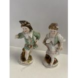 Pair small continental figurines 8 cm H blue Berlin marks to base condition: right hand foot missing