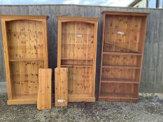 Pair modern pine open bookcases 183H x 32W x 100 Long And a larger one 198cm H x 32 W??? X 100