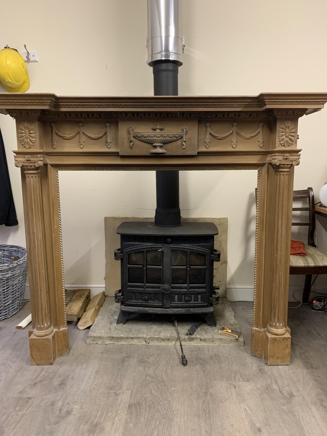 Hallidays "Grosvenor" fire surround. Modern carved pine traditional Adam style fireplace surround