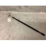 Edwardian hallmarked silver toasting fork with ebony twist handle Nathen & Haynes. Chester 1908