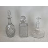 Boxed Dartington glass ships decanter by Frank Thrower, a good cut glass square spirit decanter