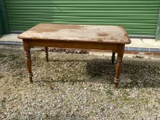 Traditional Victorian mahogany plank top kitchen table on turned legs 161 L x 104 w. Condition