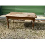 Traditional Victorian mahogany plank top kitchen table on turned legs 161 L x 104 w. Condition