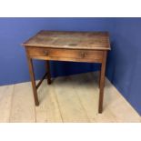 Small C19th oak sidetable with drawer. 77 cm x 50 Condition generally good, stretcher missing