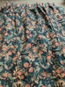 4 full length lined matching curtains, very heavy brocade floral material with large pleased