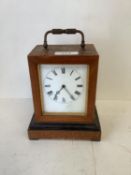 early C20th wooden cased carriage clock, French works, paper label J J Bettle, Clock Maker