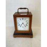 early C20th wooden cased carriage clock, French works, paper label J J Bettle, Clock Maker