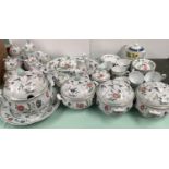 Heinrich (Germany) part dinner service oval meat platter, 3 tureens with lids (2 finials broken)