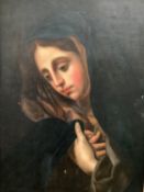 Continental, Oil on board, laid on wood panel, "Young lady head and shoulders, wearing a shawl, " in