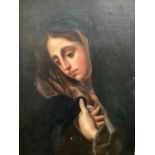 Continental, Oil on board, laid on wood panel, "Young lady head and shoulders, wearing a shawl, " in