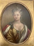 After Willem Wissing, oval oil on wood panel, "Reputed to be Queen Anne Stewart, or Anne's sister