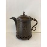 Oriental bronze jug, 30cmH, to include finial