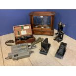 Quantity of instruments, microscope, scales and a etc, and original ODHNER mechanical calculator