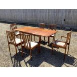 "Meredew" extending oblong dining table 183 x 84 with set of 6 dining chairs (4+2 arms)