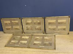 C19th 20 colour book plates, hunting and racing , 4 in a frame in gilt frames (Provenance: local