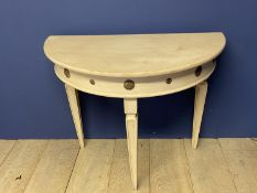 Contemporary demi lune side table 99cm dia. Condition Needs re-upholstering (4)