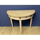 Contemporary demi lune side table 99cm dia. Condition Needs re-upholstering (4)