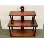 Set of oak, early C20th hanging three tier wall shelf