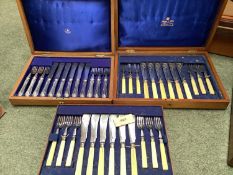 Oak cased Mappin and Webb fish eaters, 12 place settings and another Mappin and Webb 6 place