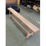 Light oak narrow bench 2 m L x 21 cm wide x 47 cm H