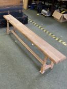 Light oak narrow bench 2 m L x 21 cm wide x 47 cm H