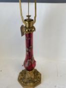 Victorian Palmer and Co Patent brass and ruby glass lamp