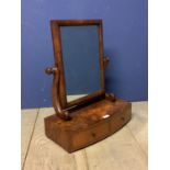 Victorian figured mahogany oblong toilet mirror on bow front base of 2 drawers 46 cm L Condition