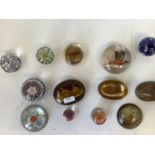 Quantity of paper weights including millifurei paper weights, glass and painted stone