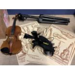 Box of bridges, Music Stand and 3/4 Violin