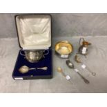 Cased hallmark silver Posset cup and spoon London 1911 Mosley Flowers & Co. 1 Albermarle street 6