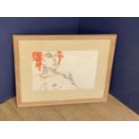 Meryl Setchchell Ainslie, framed pastel portrait of a recumbent female nude 33.5 x 50