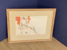 Meryl Setchchell Ainslie, framed pastel portrait of a recumbent female nude 33.5 x 50