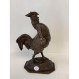 After Antoine Barye, bronze model of a cockerel, 22cmH
