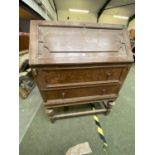 Ladies small walnut bureau, oak bureau, Edwardian mahogany 2 tier occasional table, drop leaf able