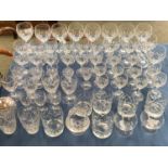 An extensive suite of cut glass wine glasses including several sets, 12 goblets marked Z 14