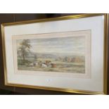 HENRY EARP watercolour, "Cattle resting" signed lower right 24 x 52 framed and glazed