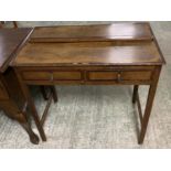 Georgian crossbanded oak side table with 2 drawers 79 cm L x 48 cm Condition wear with age some