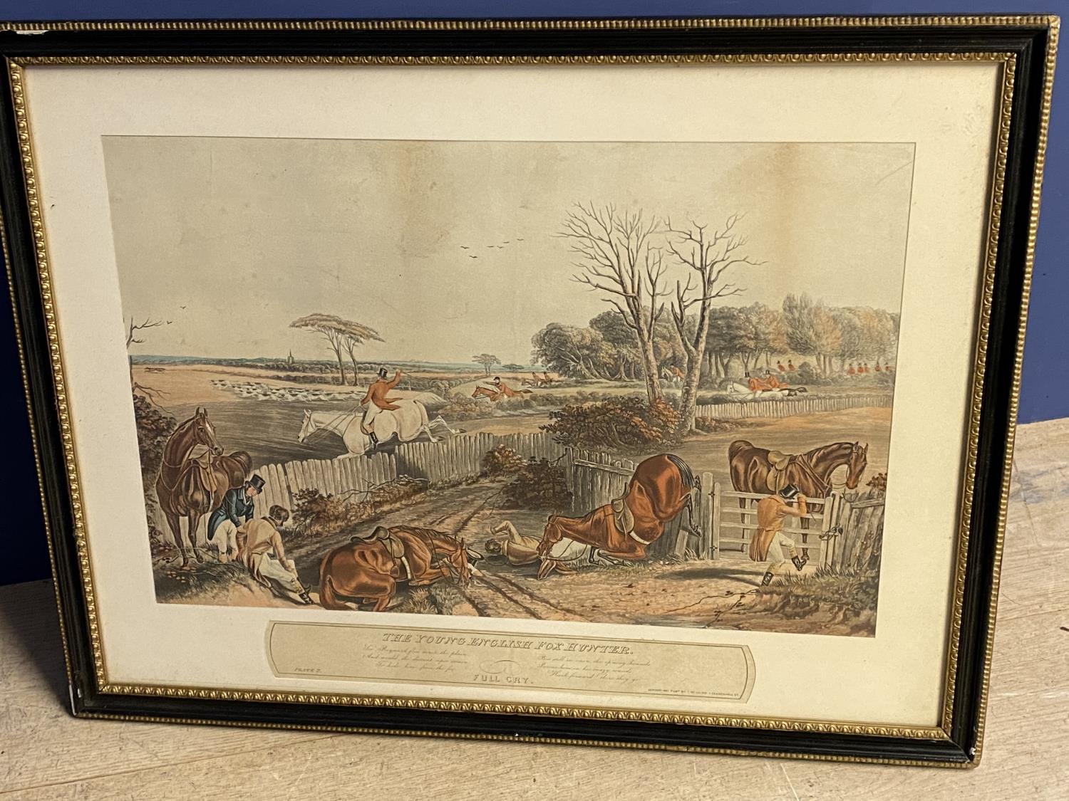 After F C Turner, " The Young English Foxhunter", a set of four hunting coloured engravings, - Image 8 of 9