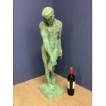 Neo classical metal figures of standing nude man signed A Rodig 1880